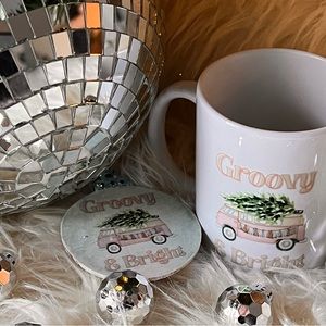 Christmas Groovy & Bright Mug with Matching Ornament/Gift tag